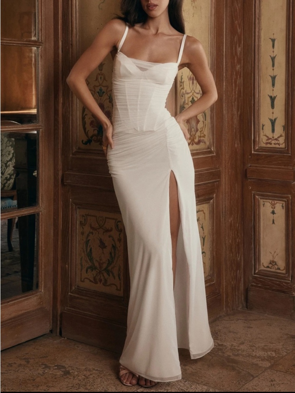 House of CB Lini White Maxi Dress with Thigh Slit